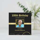 100th Birthday Party Invitations - Foto optioneel Kaart (Staand voorkant)