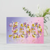 100th Birthday party, met bloembollen letters Kaart (Staand voorkant)