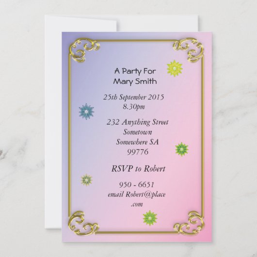 100th Birthday party, met bloembollen letters Kaart (Achterkant)