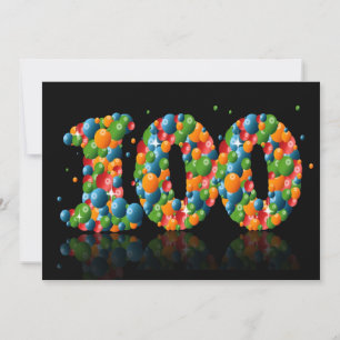 100th Birthday party, met bubbels en ballen Kaart