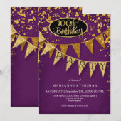 100th Birthday Party Pennant Banner Confetti Kaart (Voorkant / Achterkant)