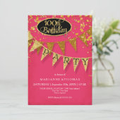 100th Birthday Party Pennant Banner Confetti Kaart (Staand voorkant)