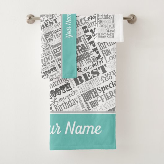 100th Birthday Party Personalized Gifts Special Bad Handdoek (Insitu)