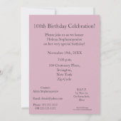 100th Birthday Party - Pink Rose Bouquet Kaart (Achterkant)