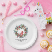 100th Birthday Party Red Cardinal Wreath Custom Papieren Bordje (Feest)