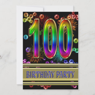 100th Birthday party Uitnodiging met bellen
