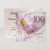 100th Birthday party-uitnodiging met daisies Kaart (Voorkant / Achterkant)