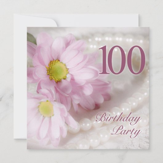 100th Birthday party-uitnodiging met daisies Kaart (Voorkant)