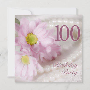 100th Birthday party-uitnodiging met daisies Kaart