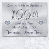 100th Birthday Party Uitnodigingen of Save the Dat