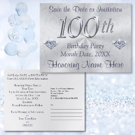 100th Birthday Party Uitnodigingen of Save the Dat