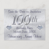 100th Birthday Party Uitnodigingen of Save the Dat (Voorkant)