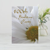 100th Birthday Party-White Daisy Kaart (Staand voorkant)