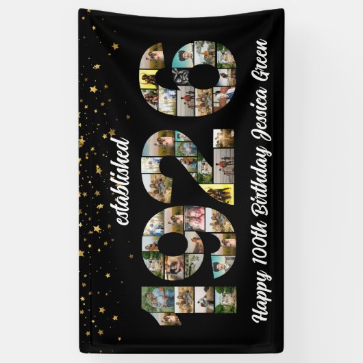 100th Birthday Photo Collage Established 1926 Spandoek (Verticaal)