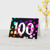 100th Birthday Rainbow-Stippen op zwart Kaart (Gele Bloem)