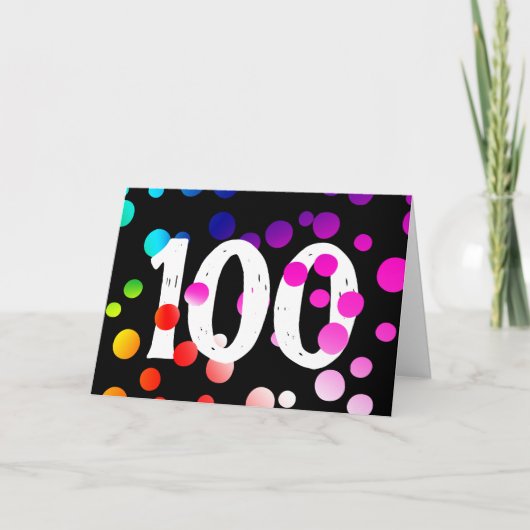 100th Birthday Rainbow-Stippen op zwart Kaart (Voorkant)
