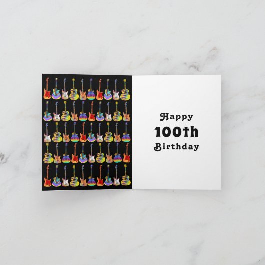 100th birthday Retro Groovy Guitar Personalized Kaart (Binnen)