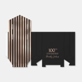 100th Birthday Rose Gold Striped Thank You Bedankdoosjes (Uitgevouwen)