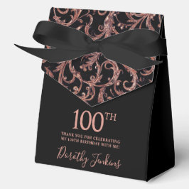 100th Birthday Rose Gold Swirls Thank You  Bedankdoosjes