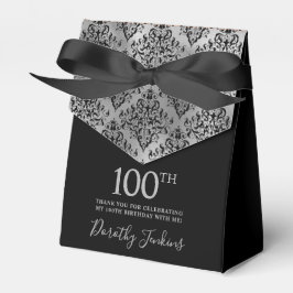 100th Birthday Silver Damask Thank You Bedankdoosjes