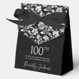 100th Birthday Silver Floral Thank You  Bedankdoosjes