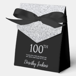 100th Birthday Silver Glitter Thank You Bedankdoosjes