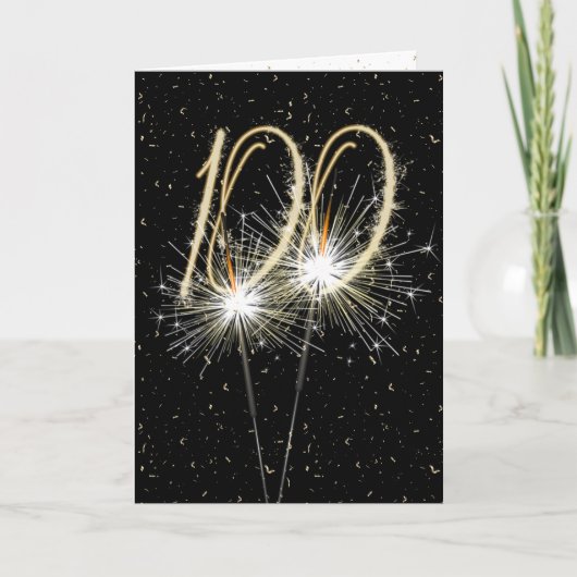 100th Birthday Sparkler op zwart Kaart (Voorkant)