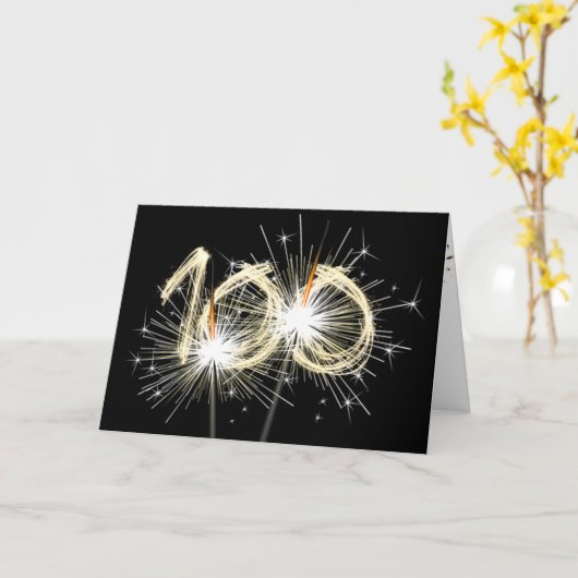 100th Birthday Sparklers op Zwart Kaart (Gele Bloem)