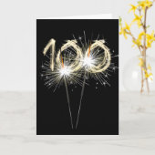 100th Birthday Sparklers op Zwart Kaart (Gele Bloem)