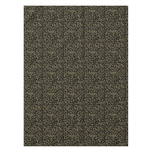 100th Birthday Theme, Black and Gold Centenarian Tafelkleed (Voorkant)