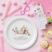 100th Birthday White Pumpkin Herfst Flowers Custom Papieren Bordje (Feest)