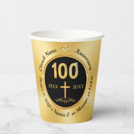100th Church Jubileum, papieren bekers, GEPERSONAL Bekers