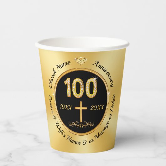 100th Church Jubileum, papieren bekers, GEPERSONAL Bekers (Voorkant)