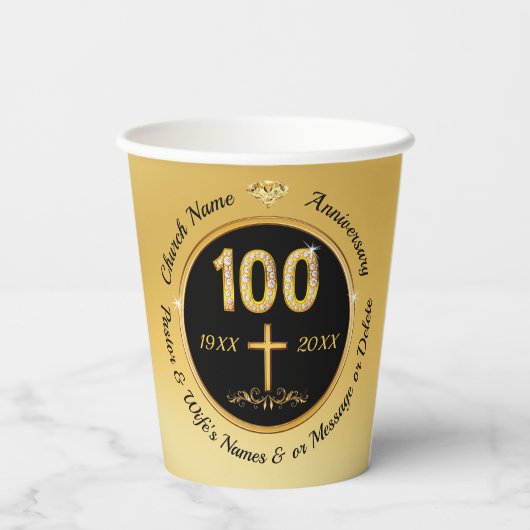 100th Church Jubileum, papieren bekers, GEPERSONAL Papieren Bekers (Achterkant)