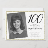 100th Custom Photo White and Gold  Kaart (Voorkant)