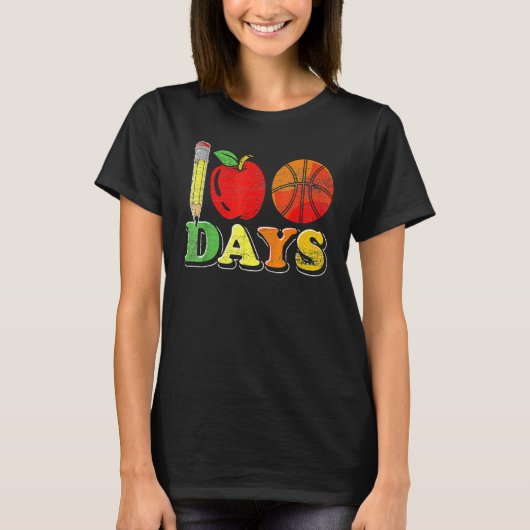 100th Day Basketball 100 Days Of School Student Bo T-shirt (Voorkant)