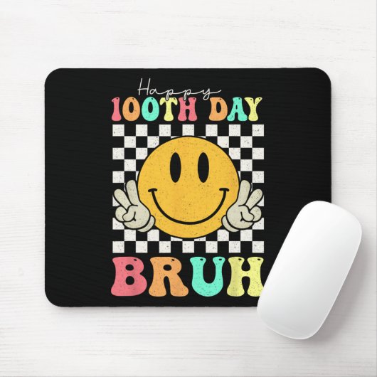 100th Day Bruh Smile Face 100 Days of School Boys Muismat (Met muis)