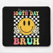 100th Day Bruh Smile Face 100 Days of School Boys Muismat (Voorkant)