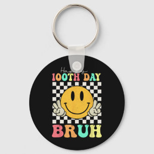 100th Day Bruh Smile Face 100 Days of School Boys Sleutelhanger