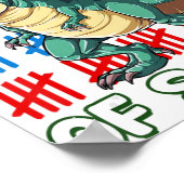 100th Day Dino 100 Days Of School Studentenen Poster (Hoek)