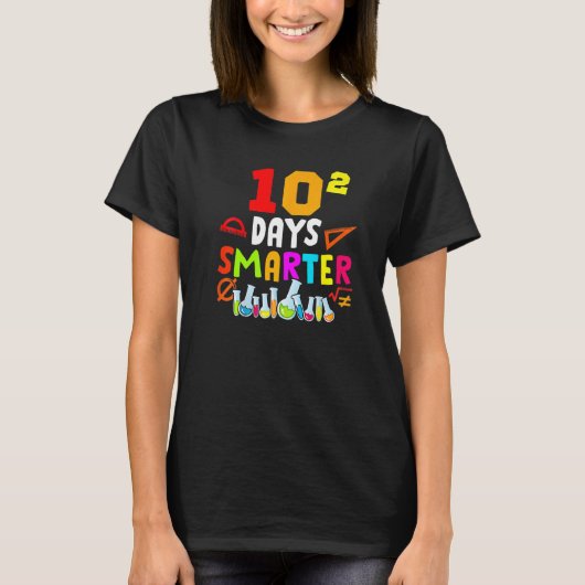100th Day Math 10 Squared Teacher Student 100 Days T-shirt (Voorkant)