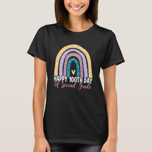 100th Day Of 2nd Grade Teacher Rainbow Second Grad T-shirt (Voorkant)