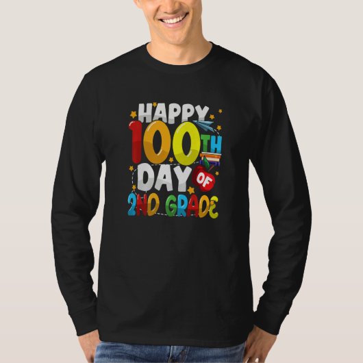 100th Day of 2nd Grade Teachers Kids Students Happ T-shirt (Voorkant)