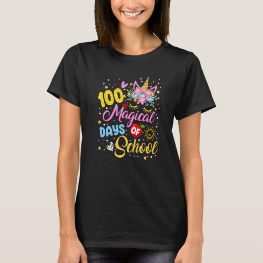 100th Day of Kindergarten Unicorn Face Girl 100 Ma T-shirt (Voorkant)