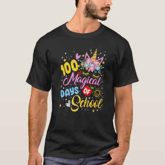 100th Day of Kindergarten Unicorn Face Girl 100 Ma T-shirt