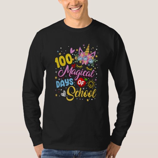 100th Day of Kindergarten Unicorn Face Girl 100 Ma T-shirt (Voorkant)