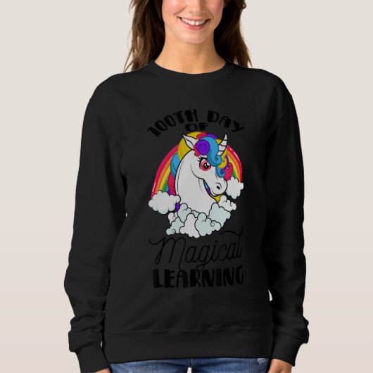 100th Day Of Magical Learning Cute Unicorn Teacher Trui (Voorkant)