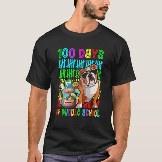100th Day Of Middle School Boys English Bulldog Do T-shirt (Voorkant)
