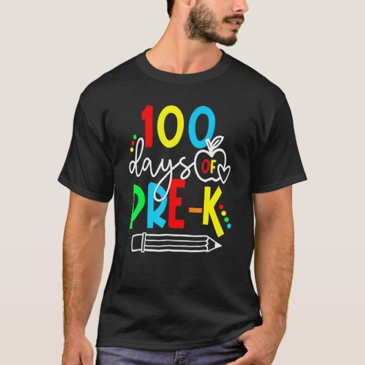 100th Day Of Pre K Funny 100 Days School Teachers  T-shirt (Voorkant)
