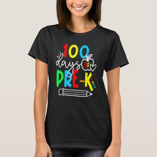 100th Day Of Pre K Funny 100 Days School Teachers T-shirt (Voorkant)